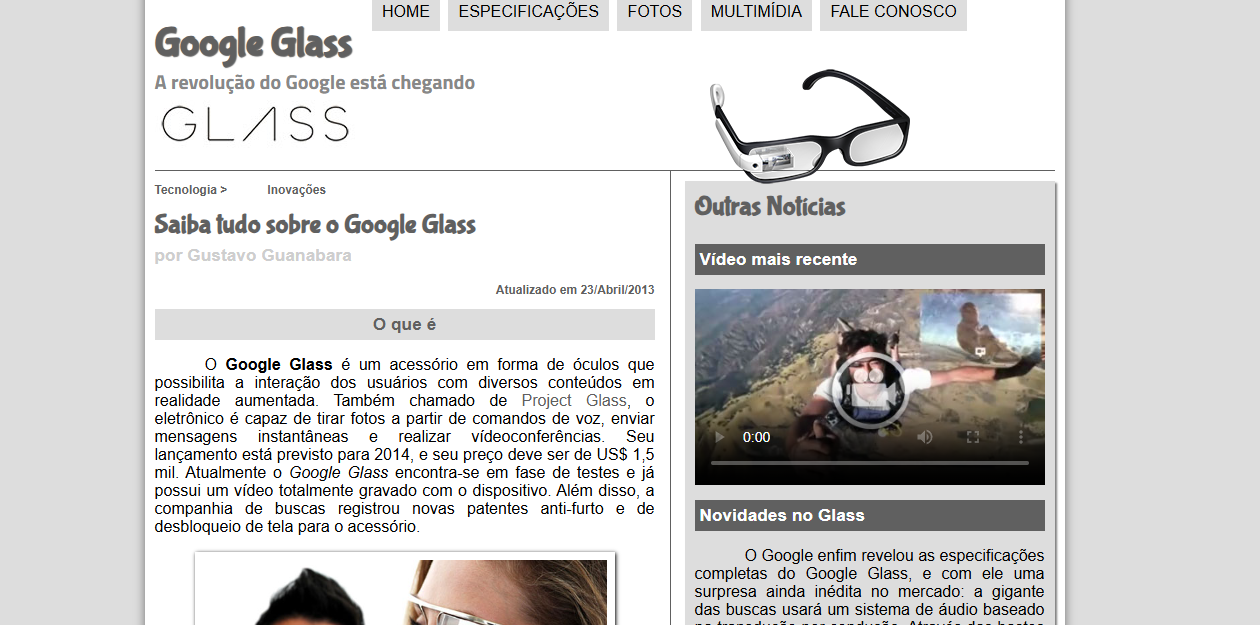 imagem do site google glass
